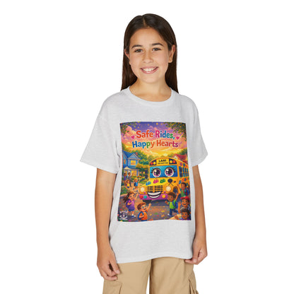 Lani™ Youth DryBlend® T-Shirt – "Safe Rides, Happy Hearts" Graphic