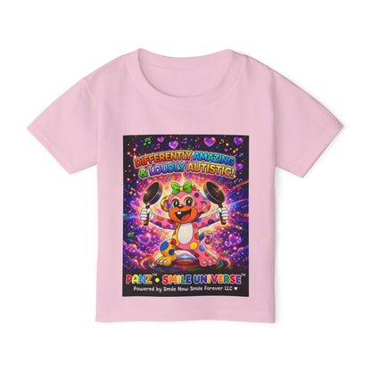 Panz™ Heavy Cotton™ Toddler T-Shirt – "Differently Amazing & Loudly Autistic!" Graphic | Smile Universe Collection