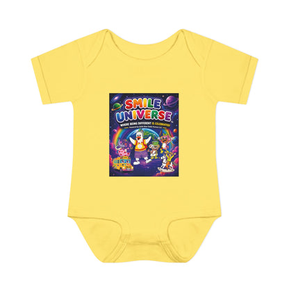 Smile Universe™ Infant Baby Rib Bodysuit – "Where Being Different is CELEBRATED!" Graphic