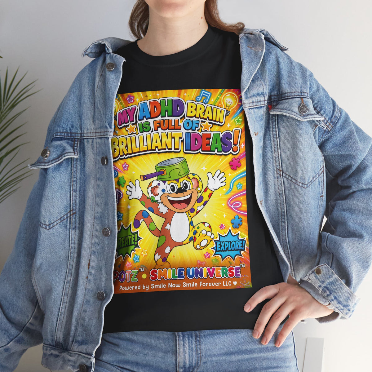 Potz™ Unisex Heavy Cotton™ Tee – "My ADHD Brain is Full of Brilliant Ideas!" Graphic Tee | Smile Universe Collection