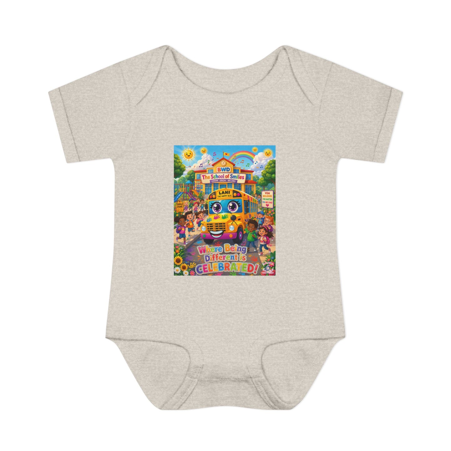 Lani™ Infant Baby Rib Bodysuit – "Where Being Different is CELEBRATED!" Graphic