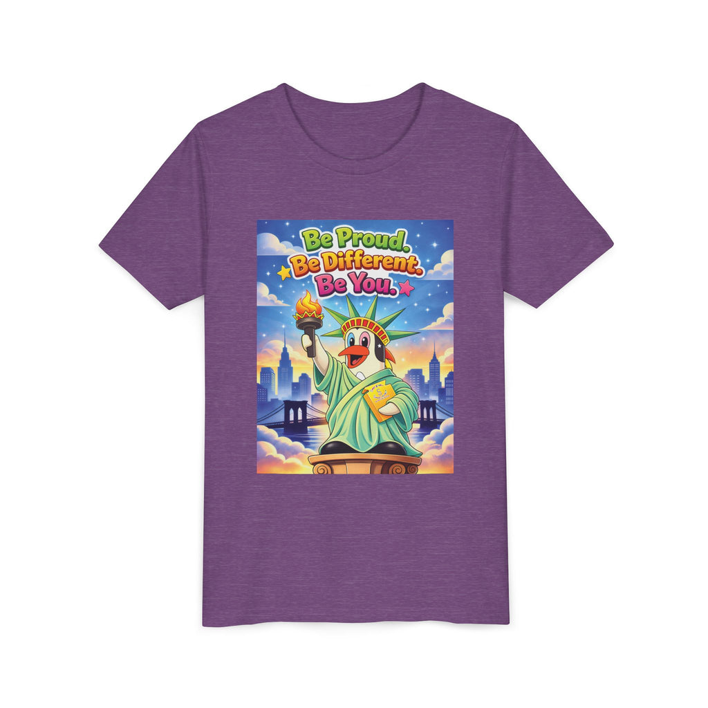 TuBz™M "Be Proud. Be Different. Be You." Kids T-Shirt - Inspirational Graphic Tee