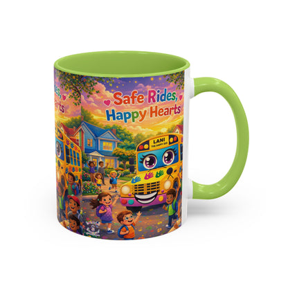 Lani™ Accent Coffee Mug (11oz & 15oz) – "Safe Rides, Happy Hearts" Graphic