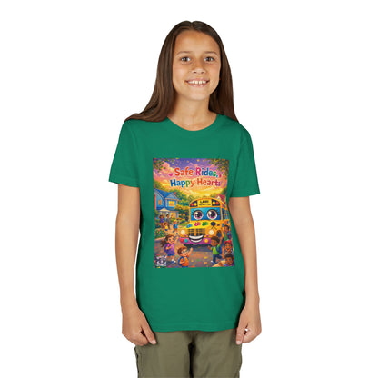 Lani™ Youth Short Sleeve Tee – "Safe Rides, Happy Hearts" Graphic