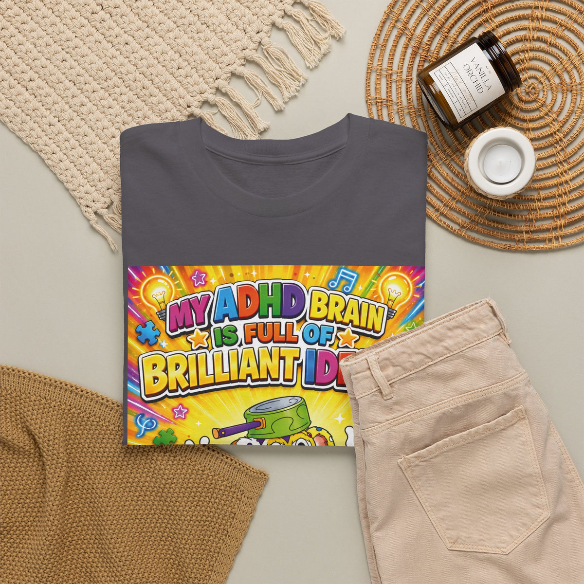 Potz™ Unisex Heavy Cotton™ Tee – "My ADHD Brain is Full of Brilliant Ideas!" Graphic Tee | Smile Universe Collection