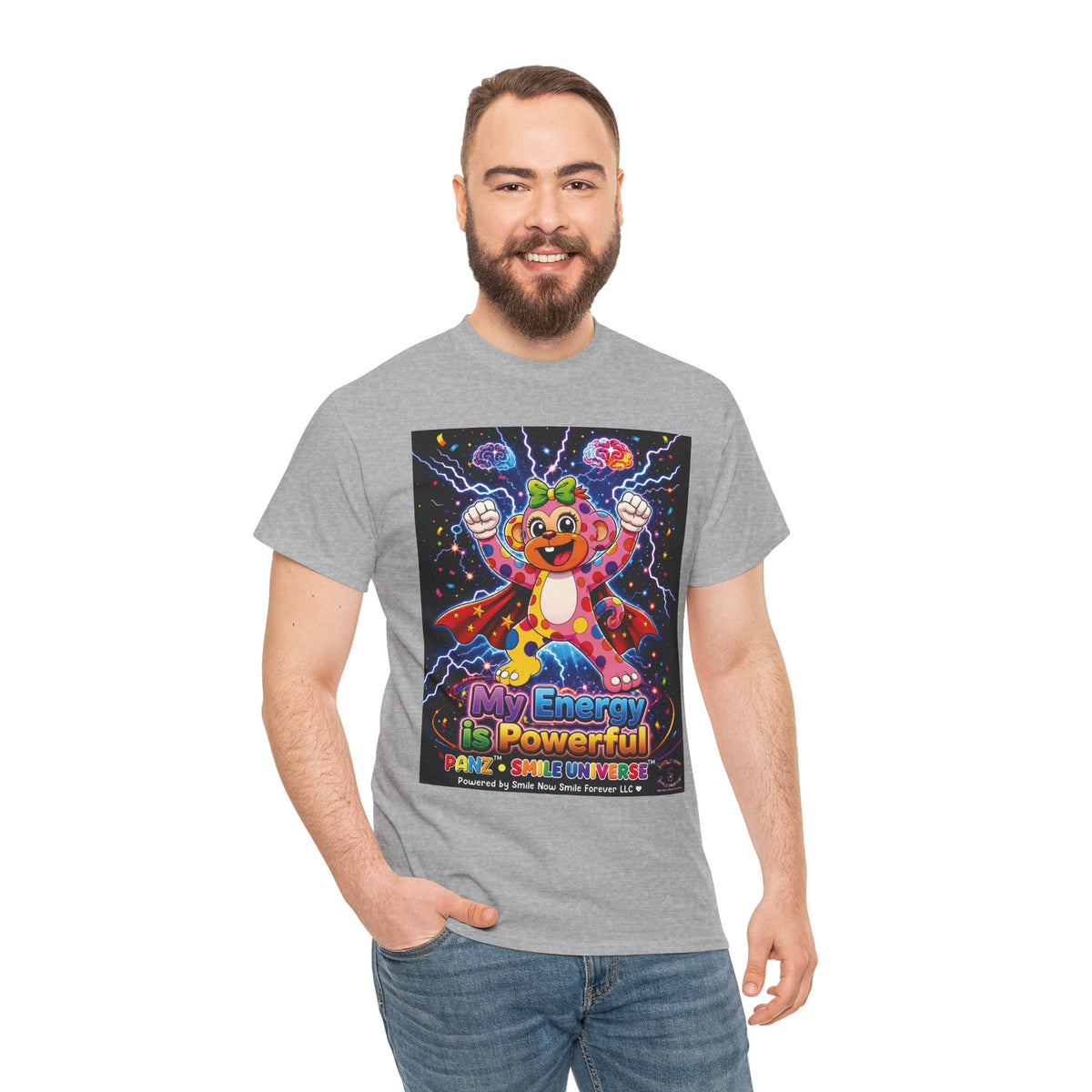 Panz™ Unisex Heavy Cotton™ Tee For Adult – "My Energy is Powerful" Graphic Tee | Smile Universe Collection