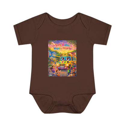 Lani™ Infant Baby Rib Bodysuit – "Safe Rides, Happy Hearts" Graphic