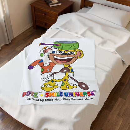 Potz™ Velveteen Plush Blanket – Playful Graphic Throw | Smile Universe Collection