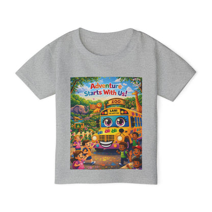 Lani™ Heavy Cotton™ Toddler T-Shirt – "Adventure Starts With Us!" Graphic
