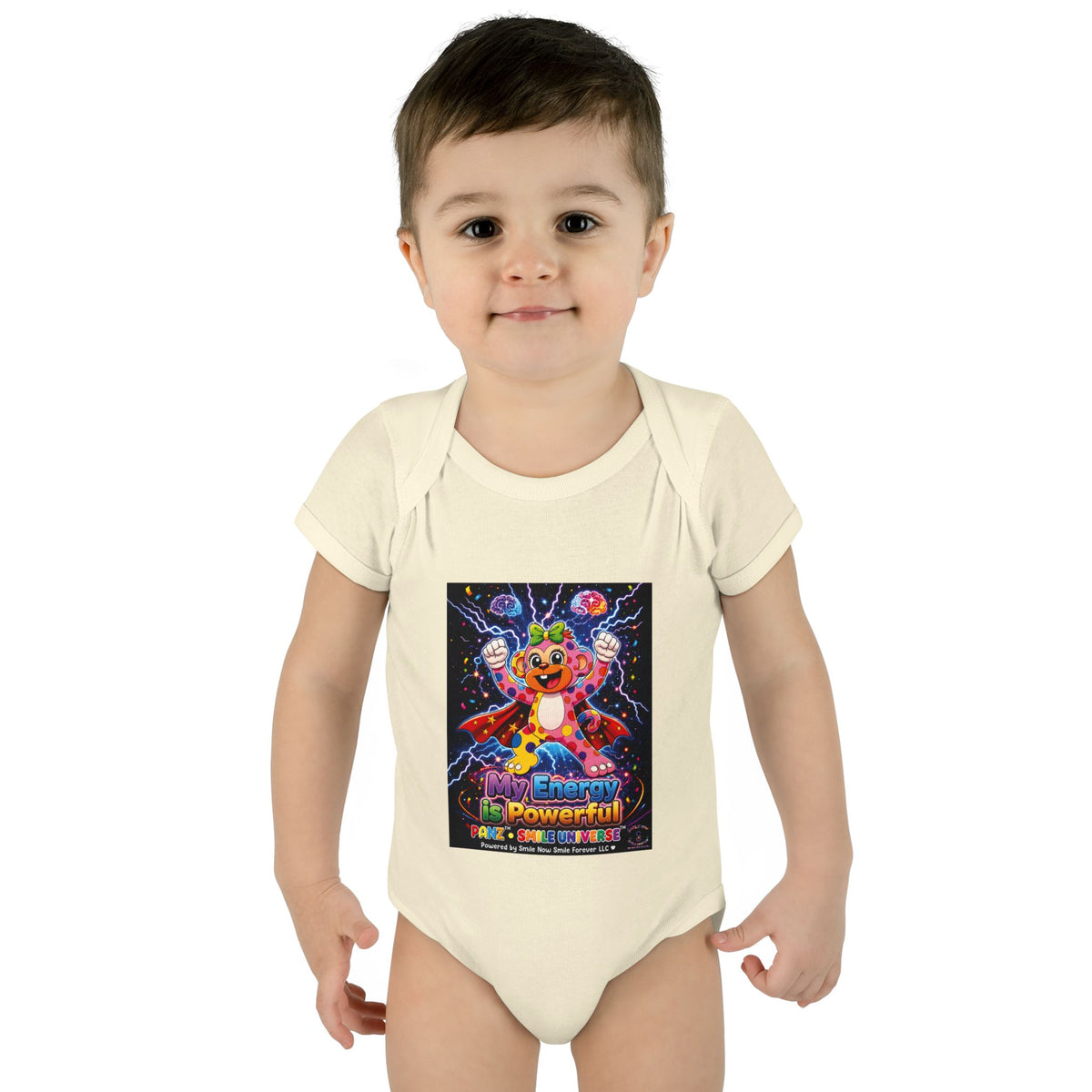 Panz™ Infant Baby Rib Bodysuit – "My Energy is Powerful" Graphic Onesie | Smile Universe Collection