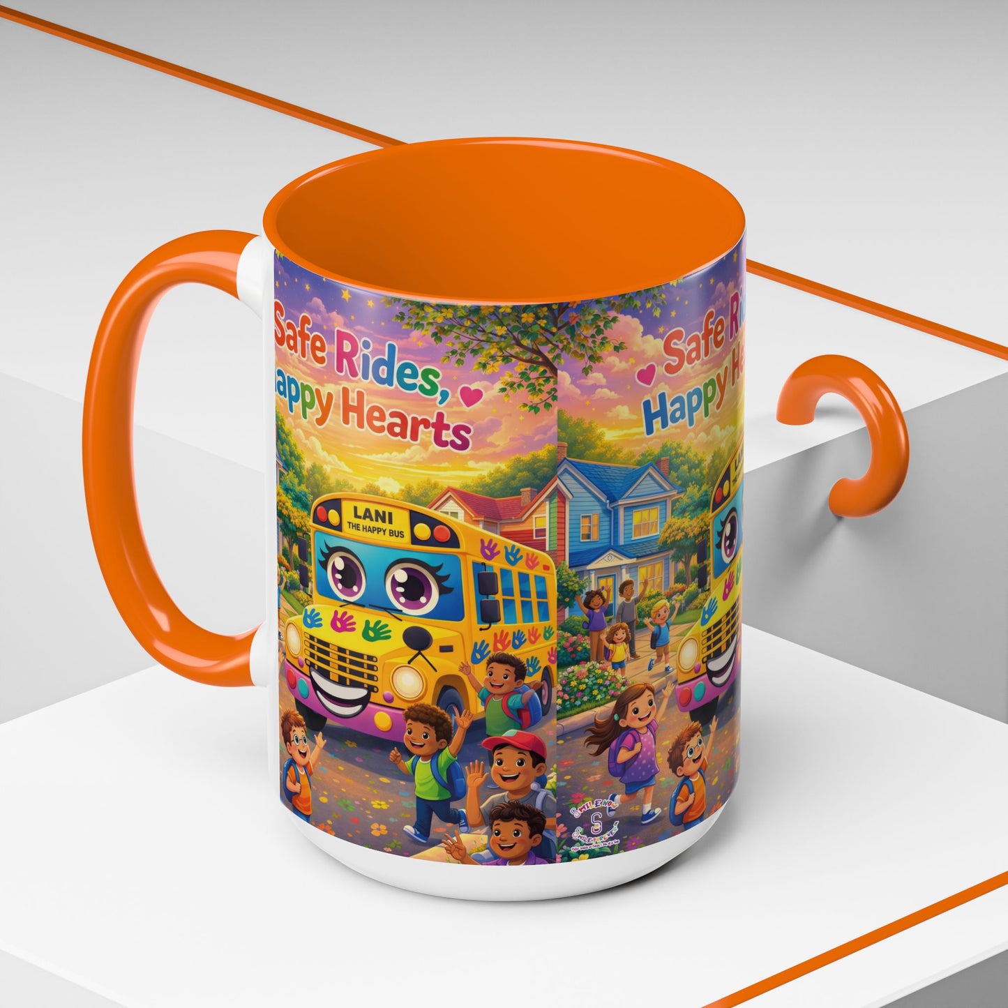 Lani™ Accent Coffee Mug (11oz & 15oz) – "Safe Rides, Happy Hearts" Graphic