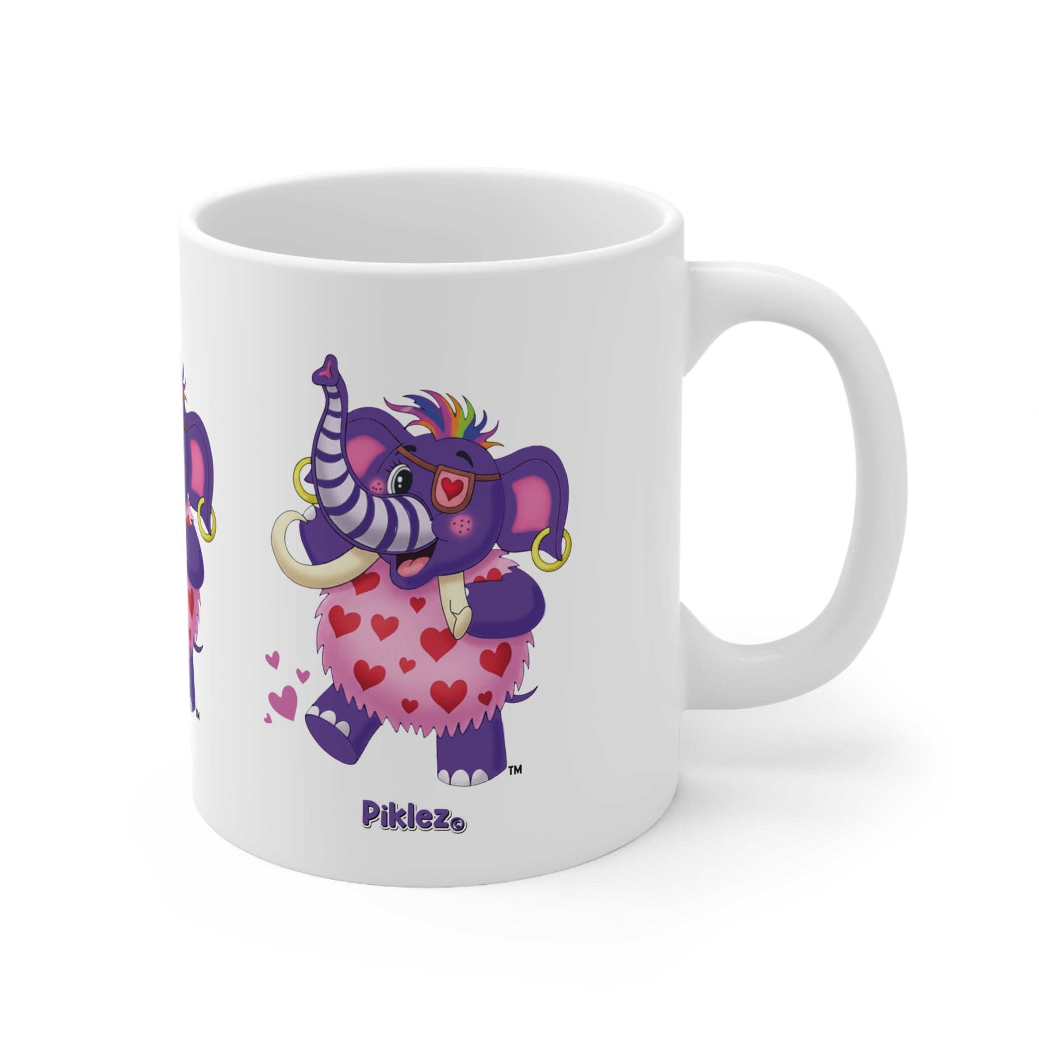 Piklez™ 11oz, 15oz Ceramic Coffee Cup – "Full of Love!" Graphic | Smile Universe Collection