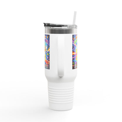 Potz™ Insulated Travel Mug 40oz – "Energy is My Superpower!" Graphic Tumbler | Smile Universe Collection