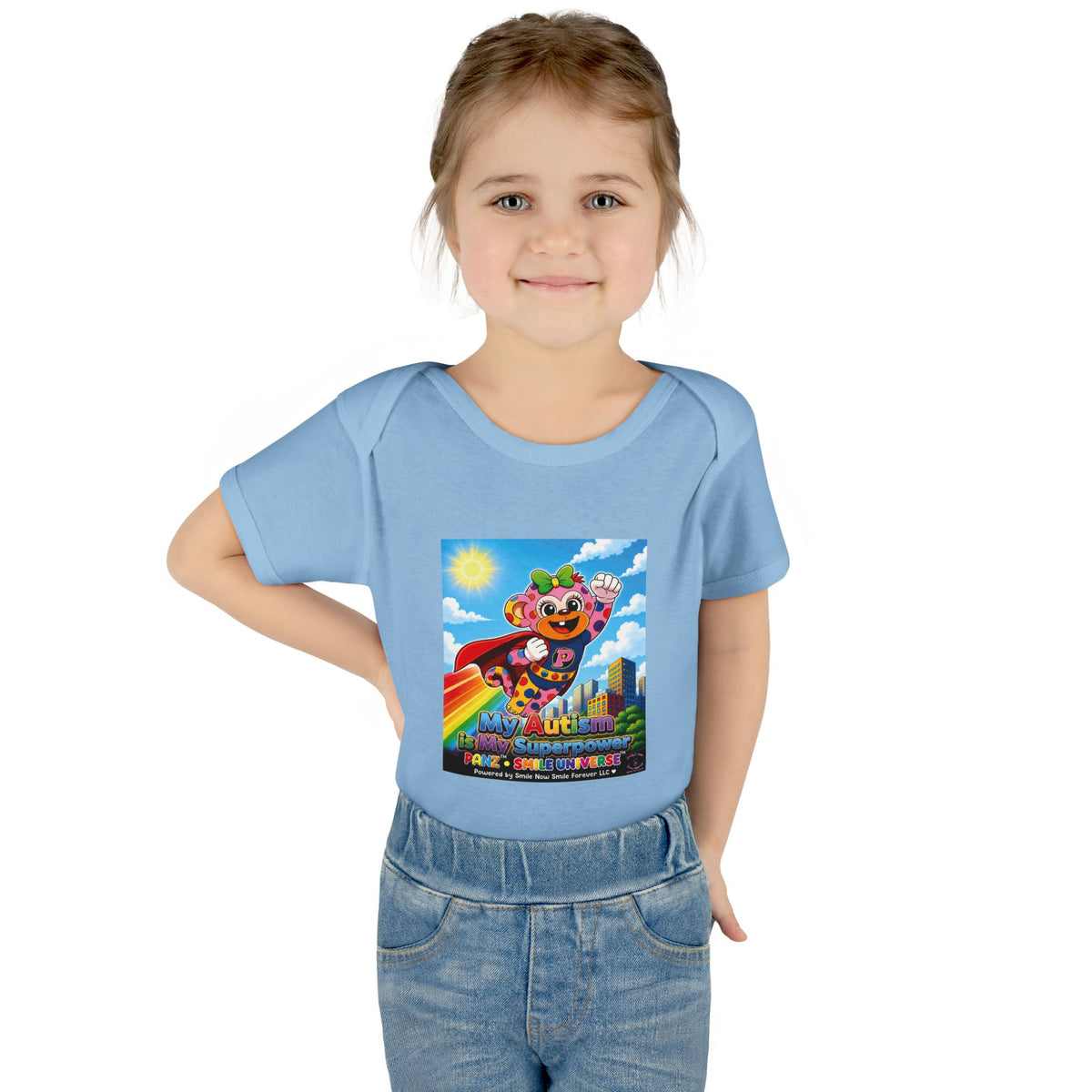 Panz™ Infant Baby Rib Bodysuit – "My Autism is My Superpower" Graphic | Smile Universe Collection