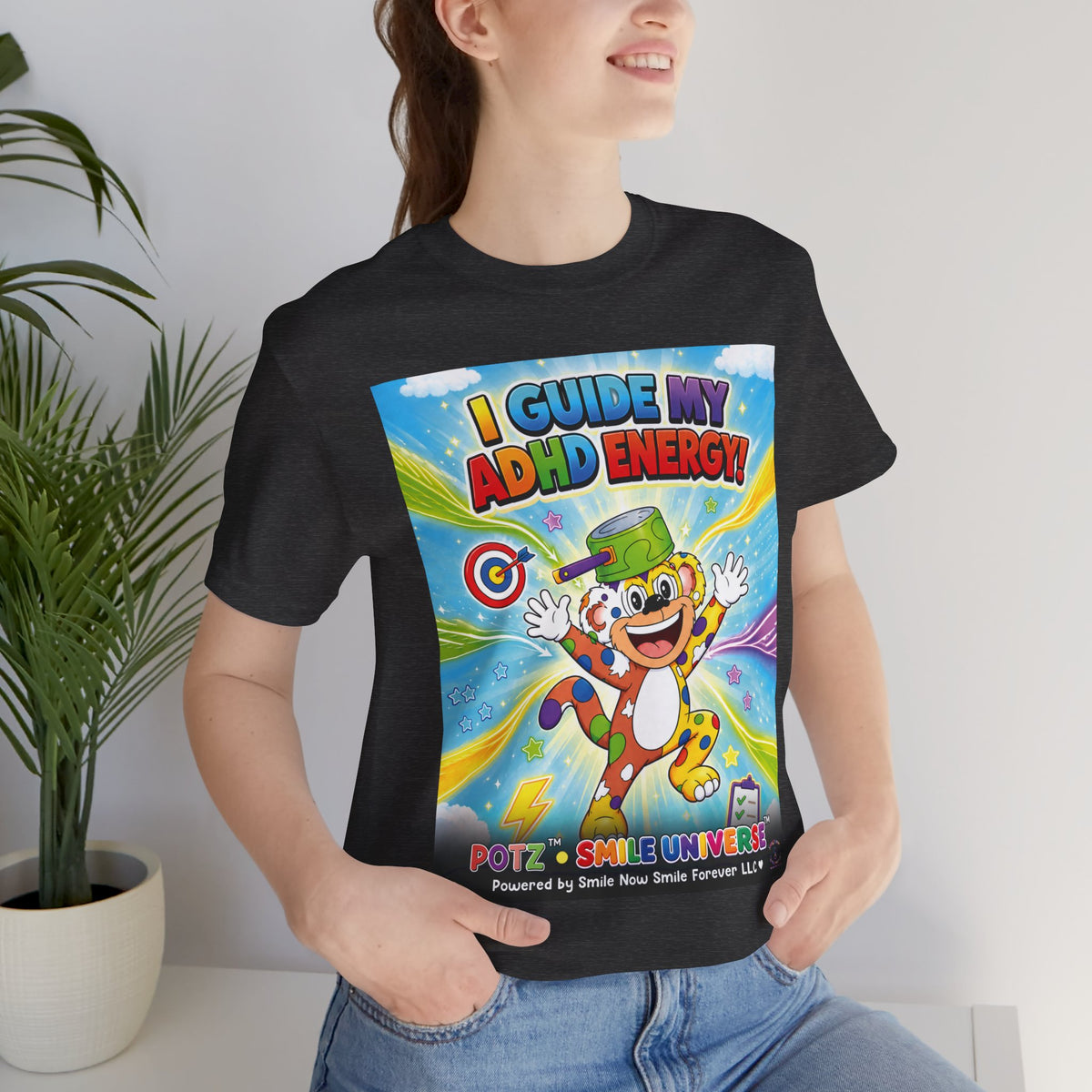 Potz™ Unisex Jersey Short Sleeve Tee – "I Guide My ADHD Energy!" Graphic Tee | Smile Universe Collection