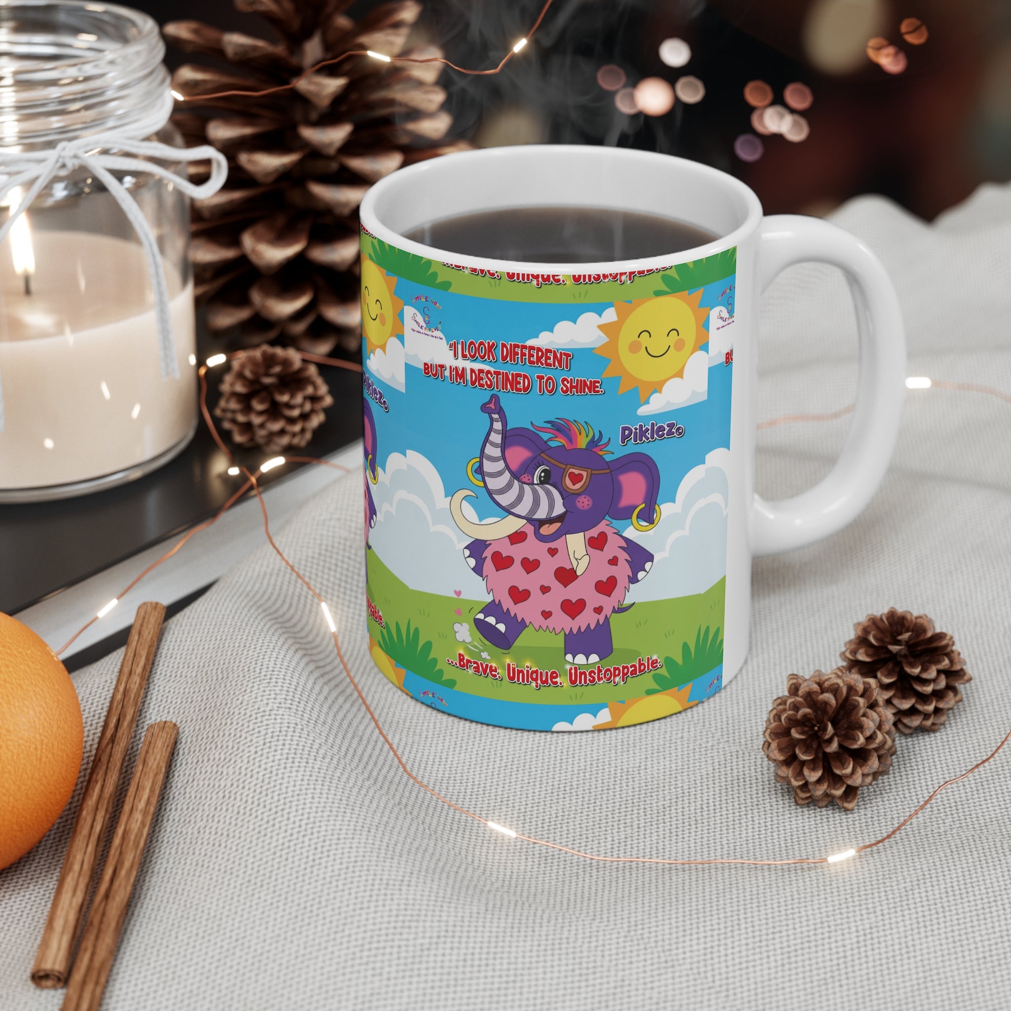 Piklez™ Ceramic Coffee Cup – “Destined to Shine” Cute Mug | Smile Universe Collection