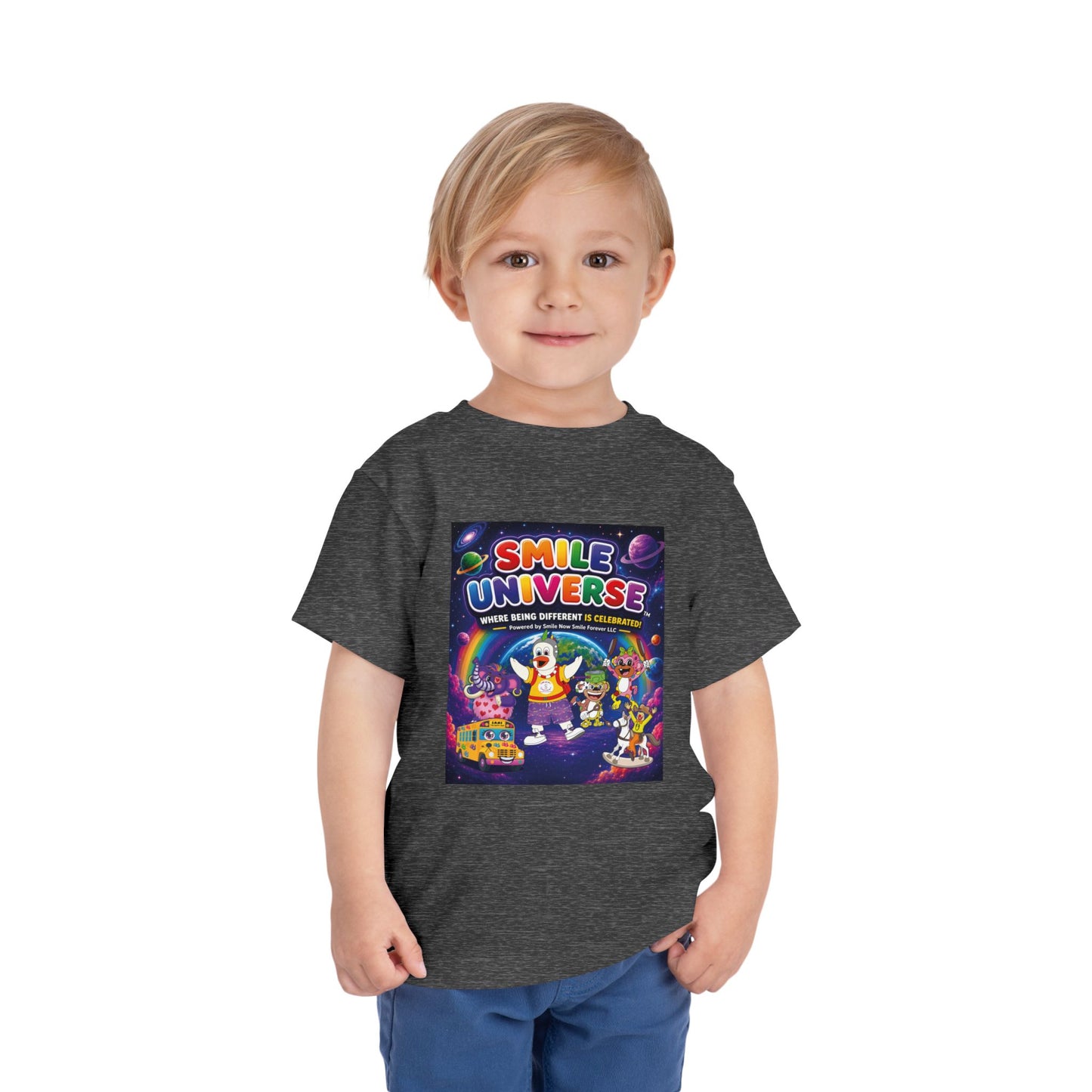 Smile Universe™ Toddler Short Sleeve Tee – "Where Being Different is CELEBRATED!" Graphic