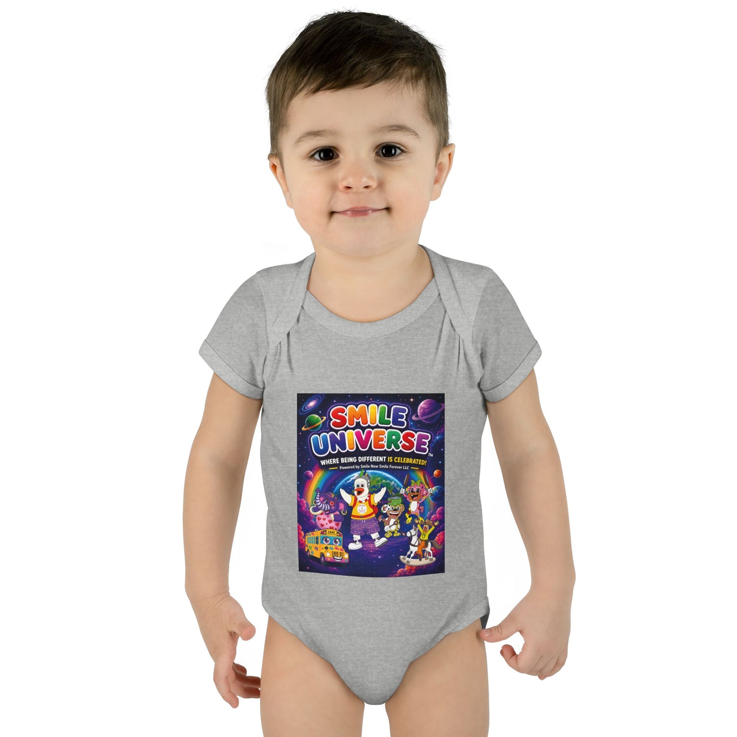 Smile Universe™ Infant Baby Rib Bodysuit – "Where Being Different is CELEBRATED!" Graphic