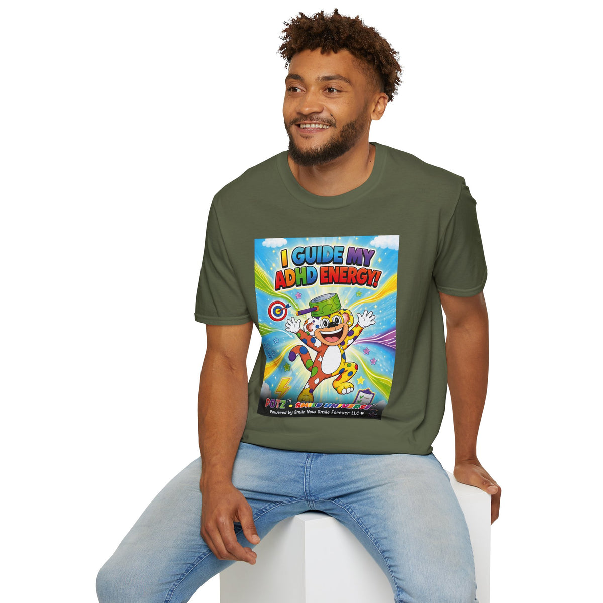 Potz™ Unisex Softstyle T-Shirt – "I Guide My ADHD Energy!" Graphic Tee | Smile Universe Collection
