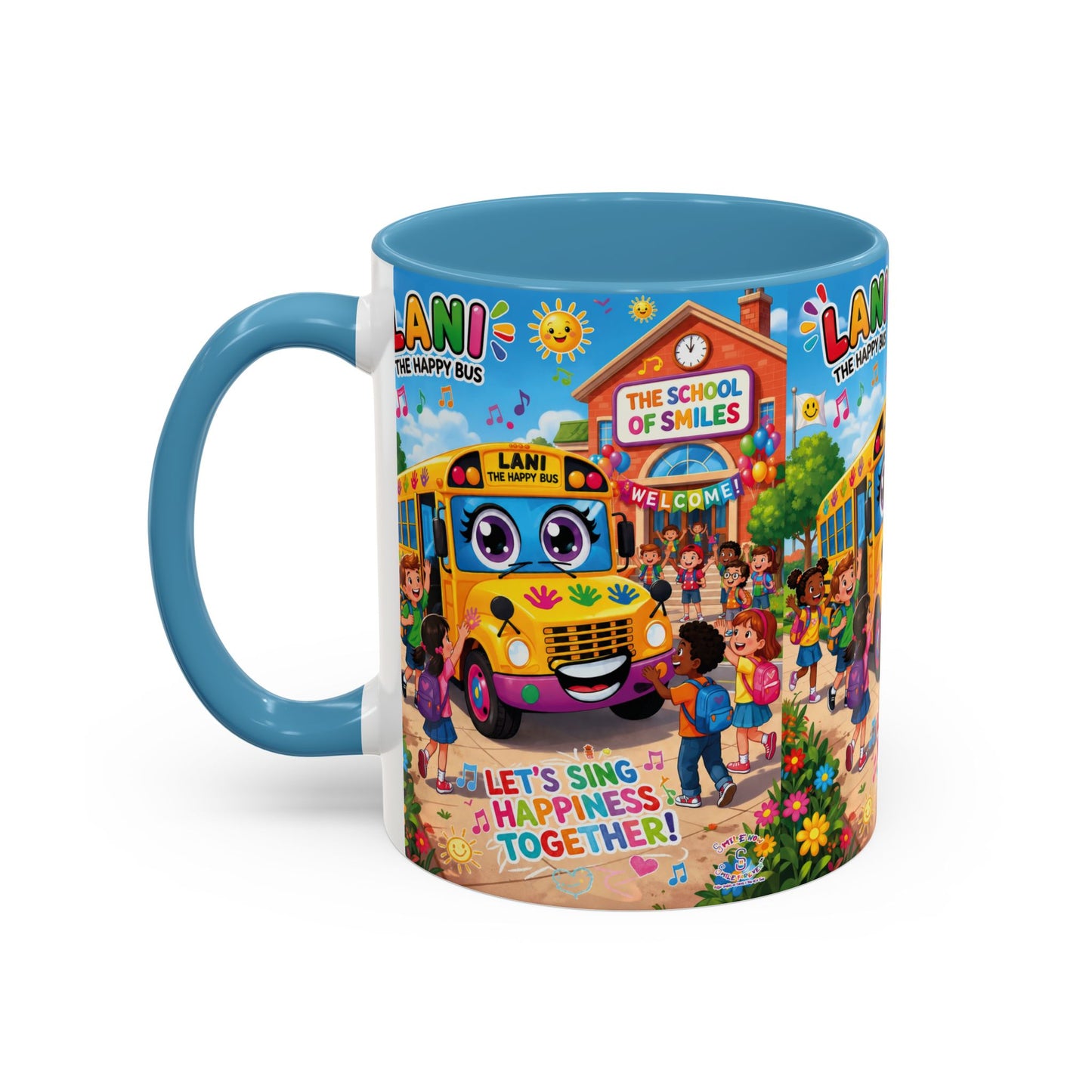Lani™ Accent Coffee Mug (11oz & 15oz) – "Let's Sing Happiness Together!" Graphic