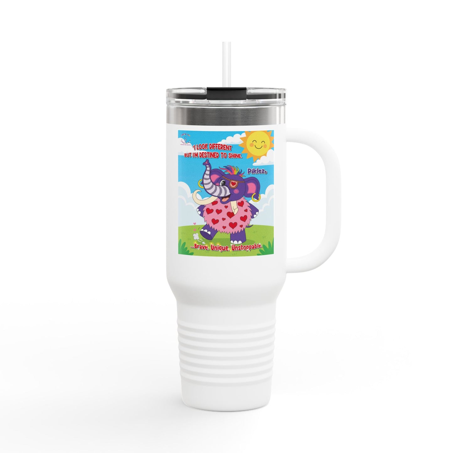 Piklez™ Insulated Travel Mug 40oz – “Destined to Shine” Large Tumbler | Smile Universe Collection