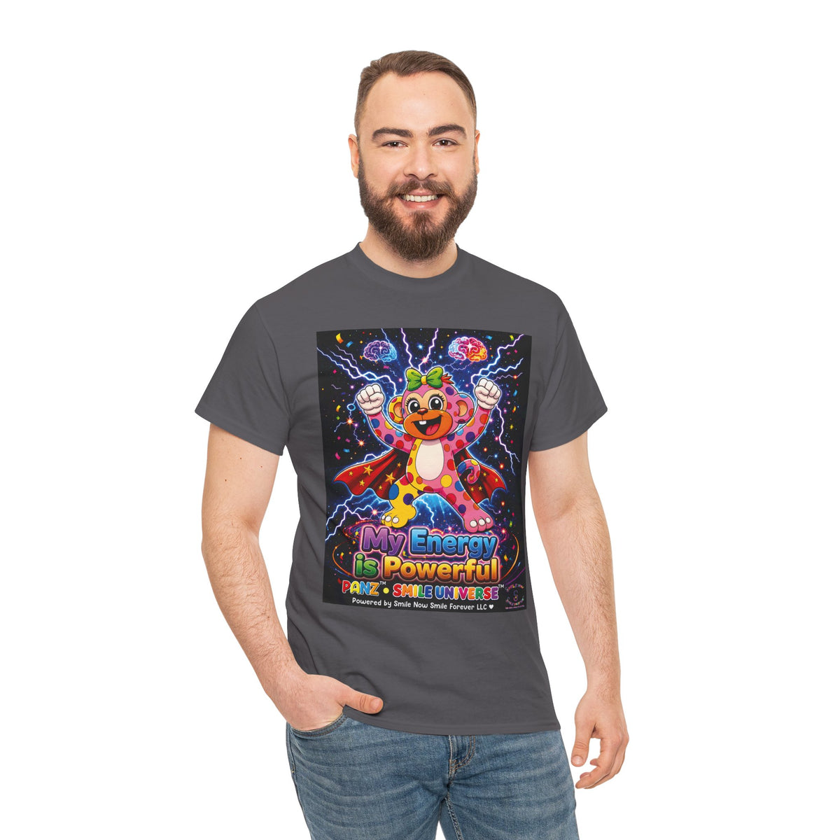 Panz™ Unisex Heavy Cotton™ Tee For Adult – "My Energy is Powerful" Graphic Tee | Smile Universe Collection