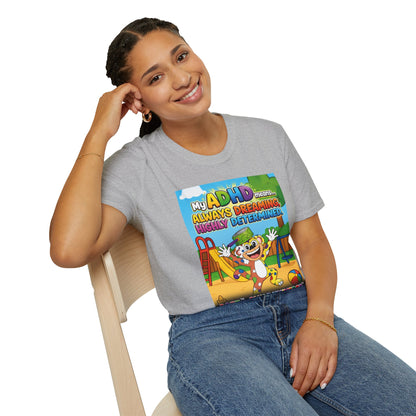 Potz™ Unisex Softstyle T-Shirt – "My ADHD Means Always Dreaming, Highly Determined" Graphic Tee | Smile Universe Collection