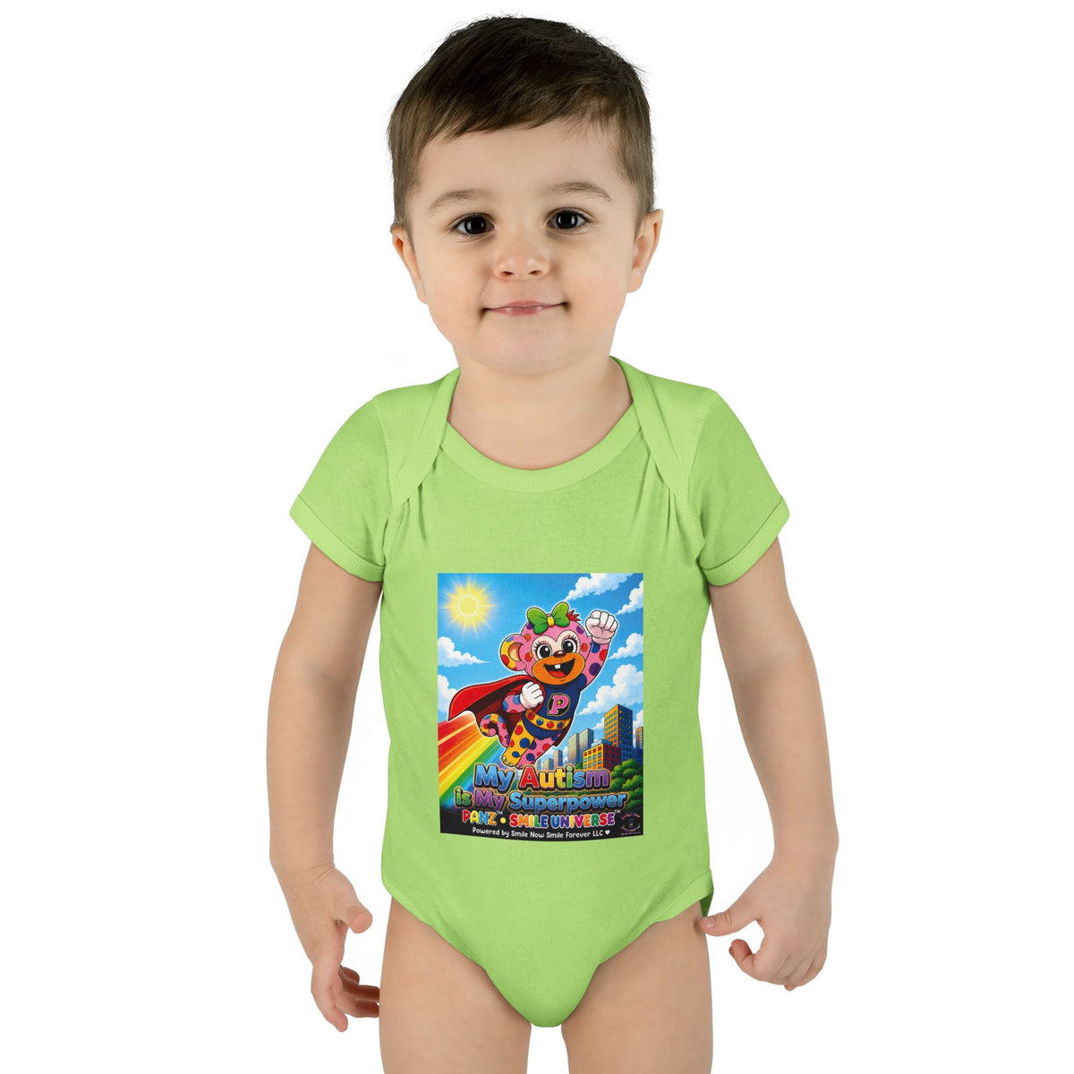 Panz™ Infant Baby Rib Bodysuit – "My Autism is My Superpower" Graphic | Smile Universe Collection