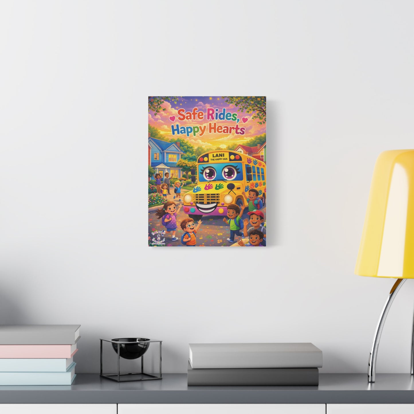 Lani™ Matte Canvas, Stretched 1.25" – "Safe Rides, Happy Hearts" Graphic Wall Art