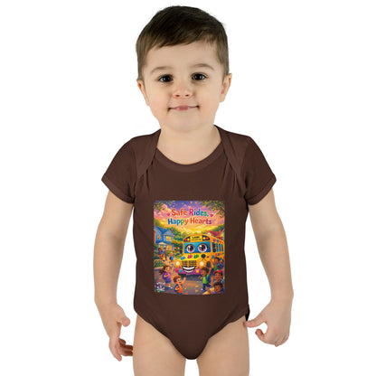 Lani™ Infant Baby Rib Bodysuit – "Safe Rides, Happy Hearts" Graphic