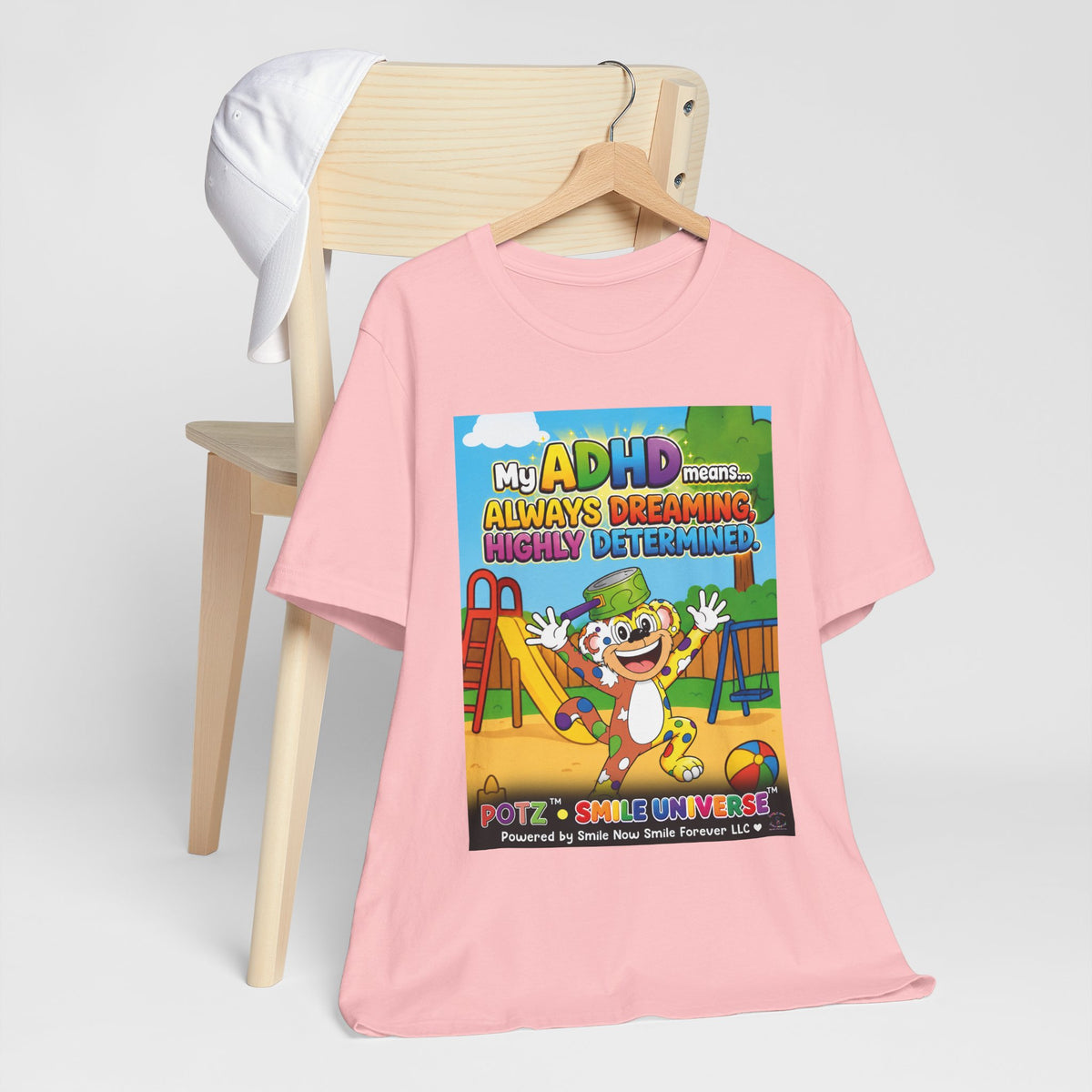 Potz™ Unisex Jersey Short Sleeve Tee – "My ADHD Means Always Dreaming, Highly Determined" Graphic Tee | Smile Universe Collection