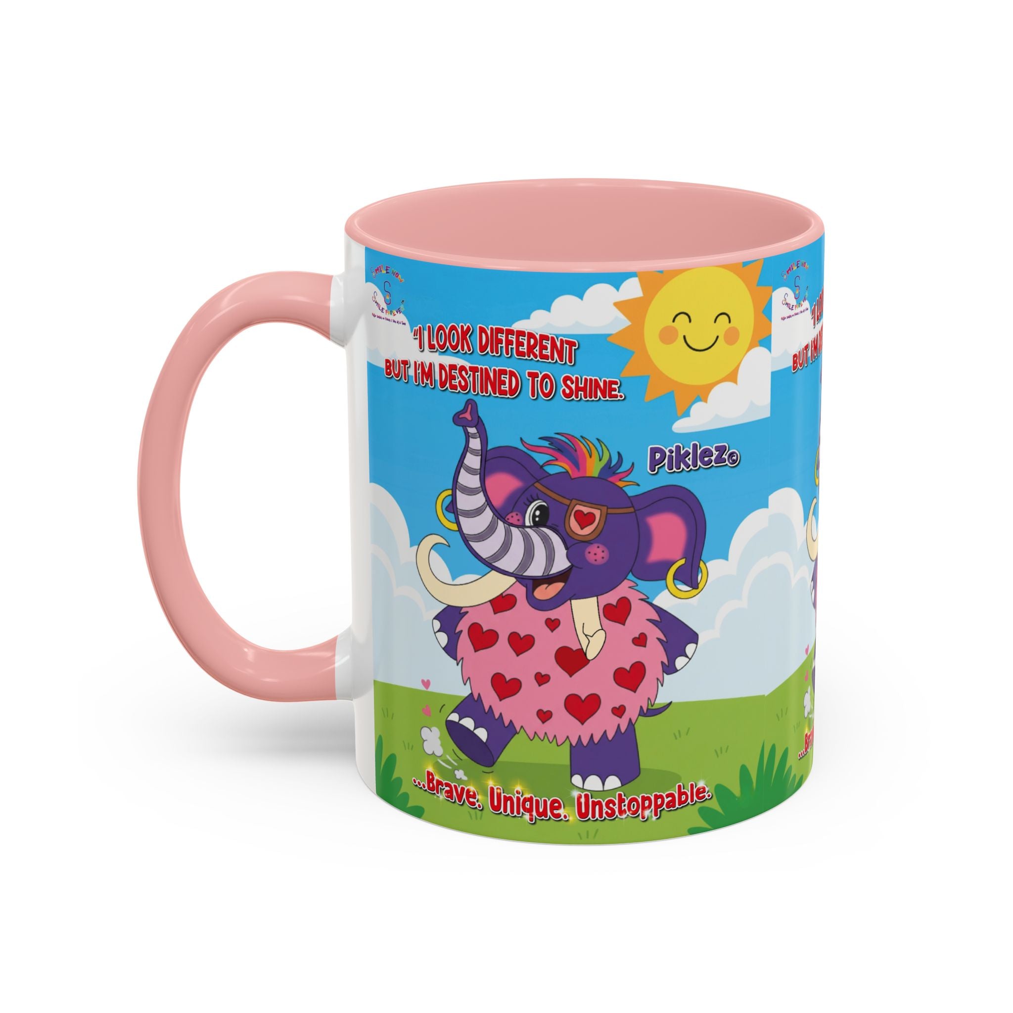 Piklez™ Accent Coffee Mug (11oz, 15oz) – “Destined to Shine” | Smile Universe Collection