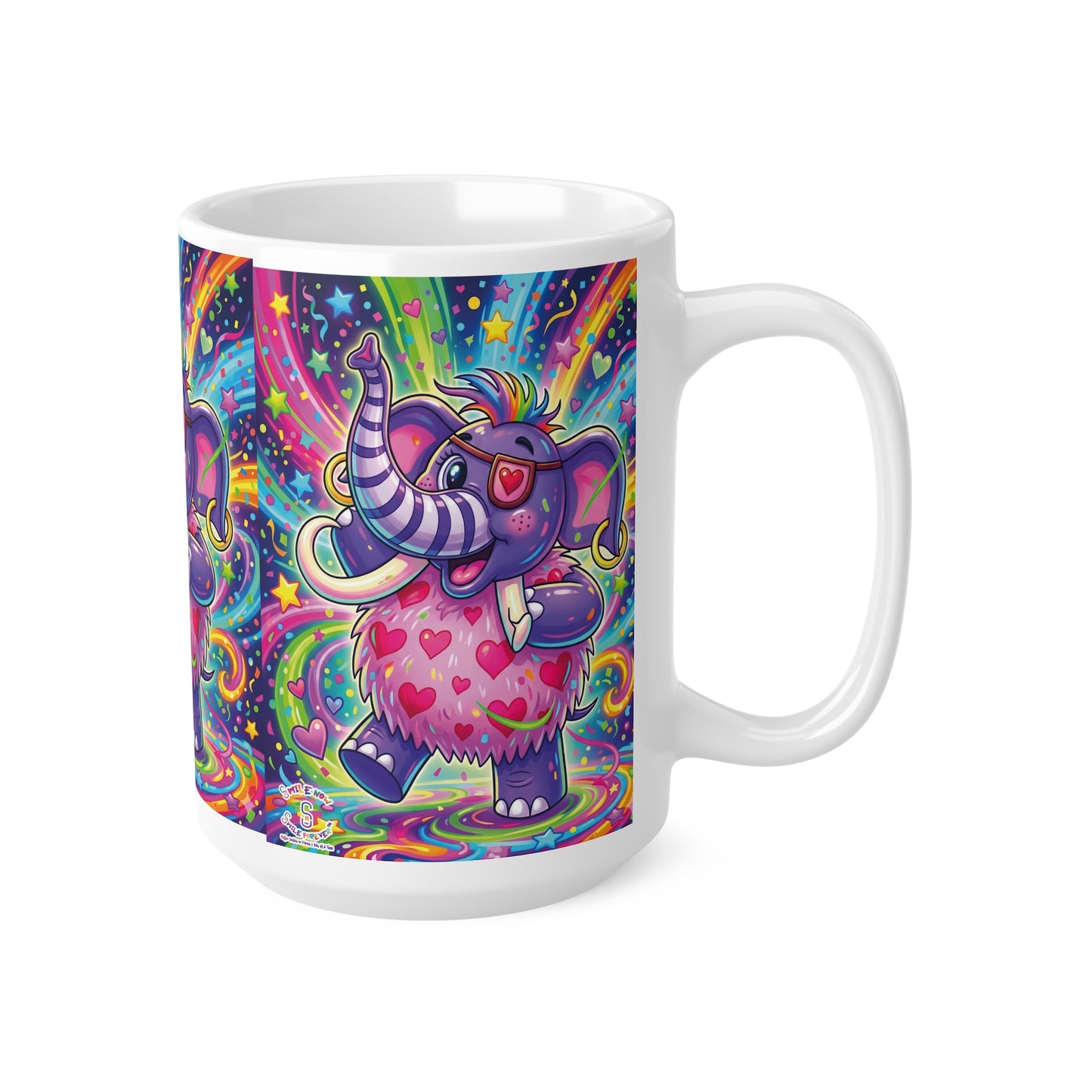 Piklez™ 11oz, 15oz Ceramic Coffee Cup – "Born to Celebrate!" Graphic | Smile Universe Collection
