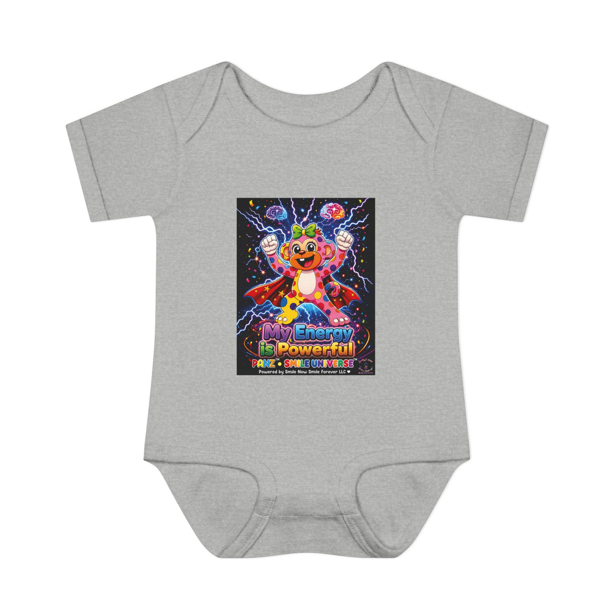 Panz™ Infant Baby Rib Bodysuit – "My Energy is Powerful" Graphic Onesie | Smile Universe Collection