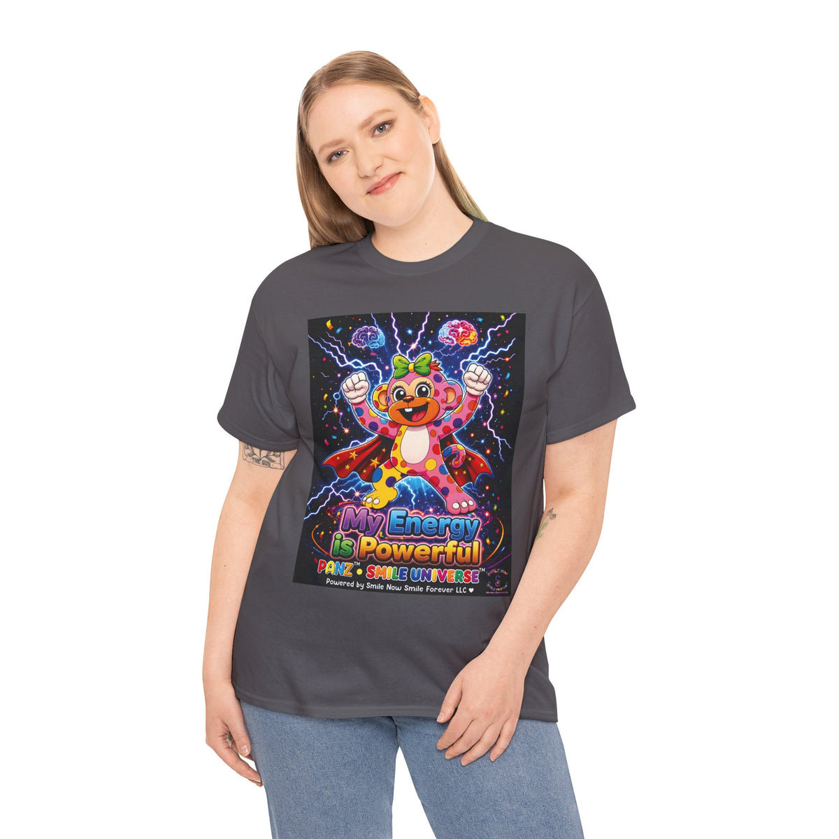 Panz™ Unisex Heavy Cotton™ Tee For Adult – "My Energy is Powerful" Graphic Tee | Smile Universe Collection