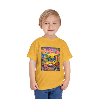 Lani™ Toddler Short Sleeve Tee – "Safe Rides, Happy Hearts" Graphic