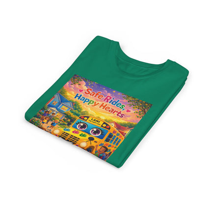 Lani™ Youth Short Sleeve Tee – "Safe Rides, Happy Hearts" Graphic
