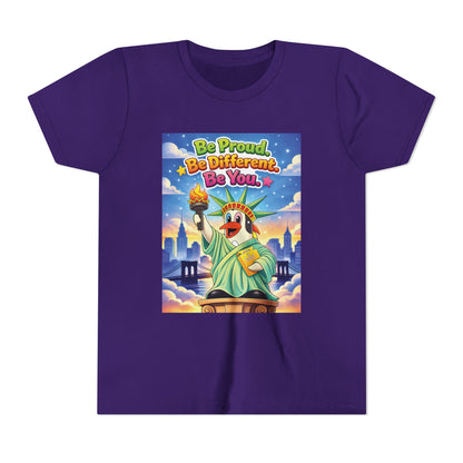 TuBz™M "Be Proud. Be Different. Be You." Kids T-Shirt - Inspirational Graphic Tee