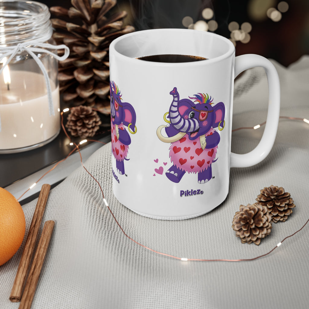Piklez™ 11oz, 15oz Ceramic Coffee Cup – "Full of Love!" Graphic | Smile Universe Collection