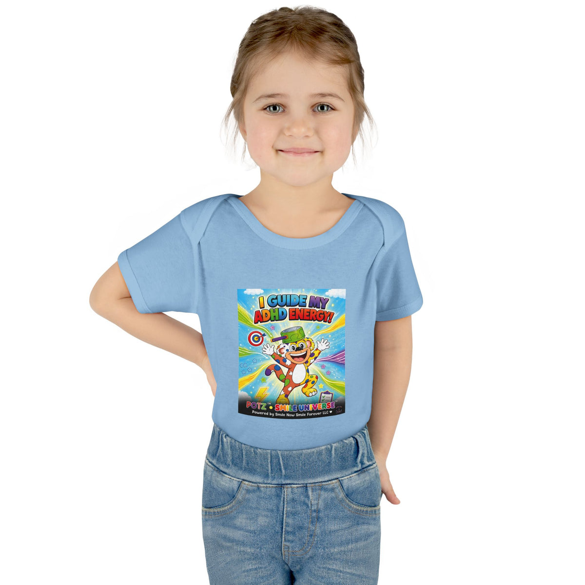 Potz™ Infant Baby Rib Bodysuit – "I Guide My ADHD Energy!" Graphic Onesie | Smile Universe Collection