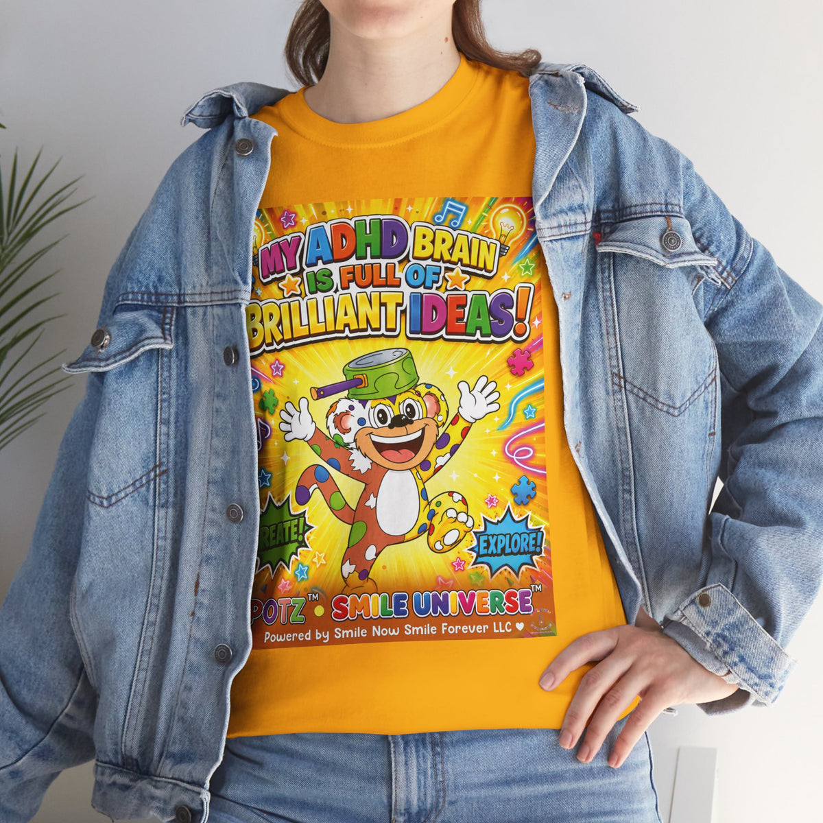 Potz™ Unisex Heavy Cotton™ Tee – "My ADHD Brain is Full of Brilliant Ideas!" Graphic Tee | Smile Universe Collection