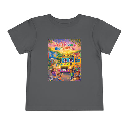 Lani™ Toddler Short Sleeve Tee – "Safe Rides, Happy Hearts" Graphic