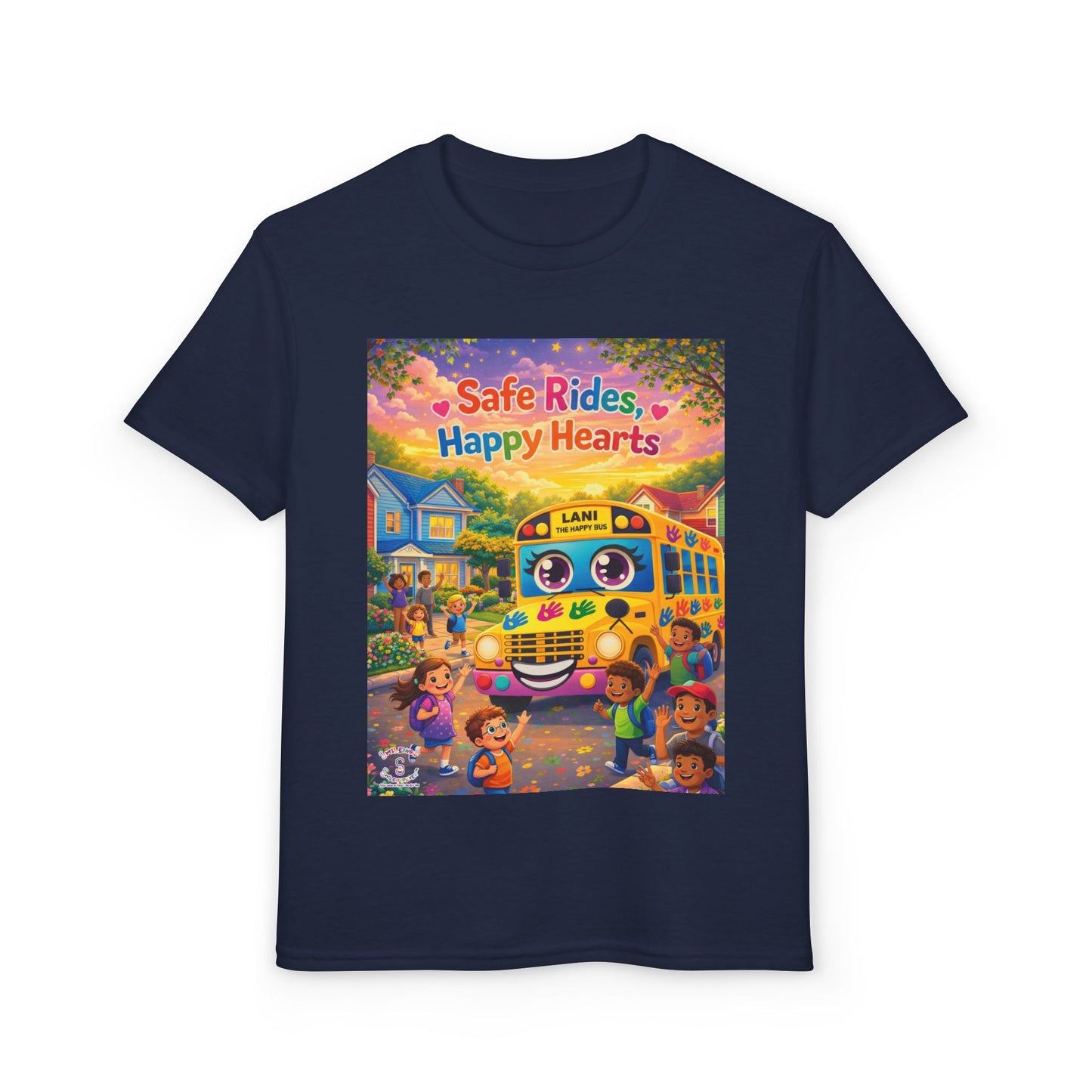 Lani™ Youth DryBlend® T-Shirt – "Safe Rides, Happy Hearts" Graphic
