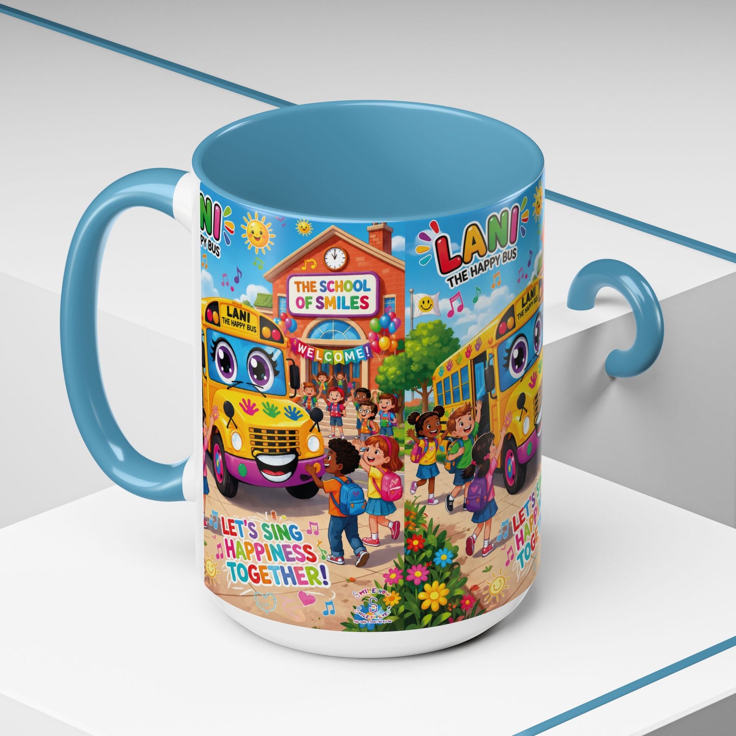Lani™ Accent Coffee Mug (11oz & 15oz) – "Let's Sing Happiness Together!" Graphic