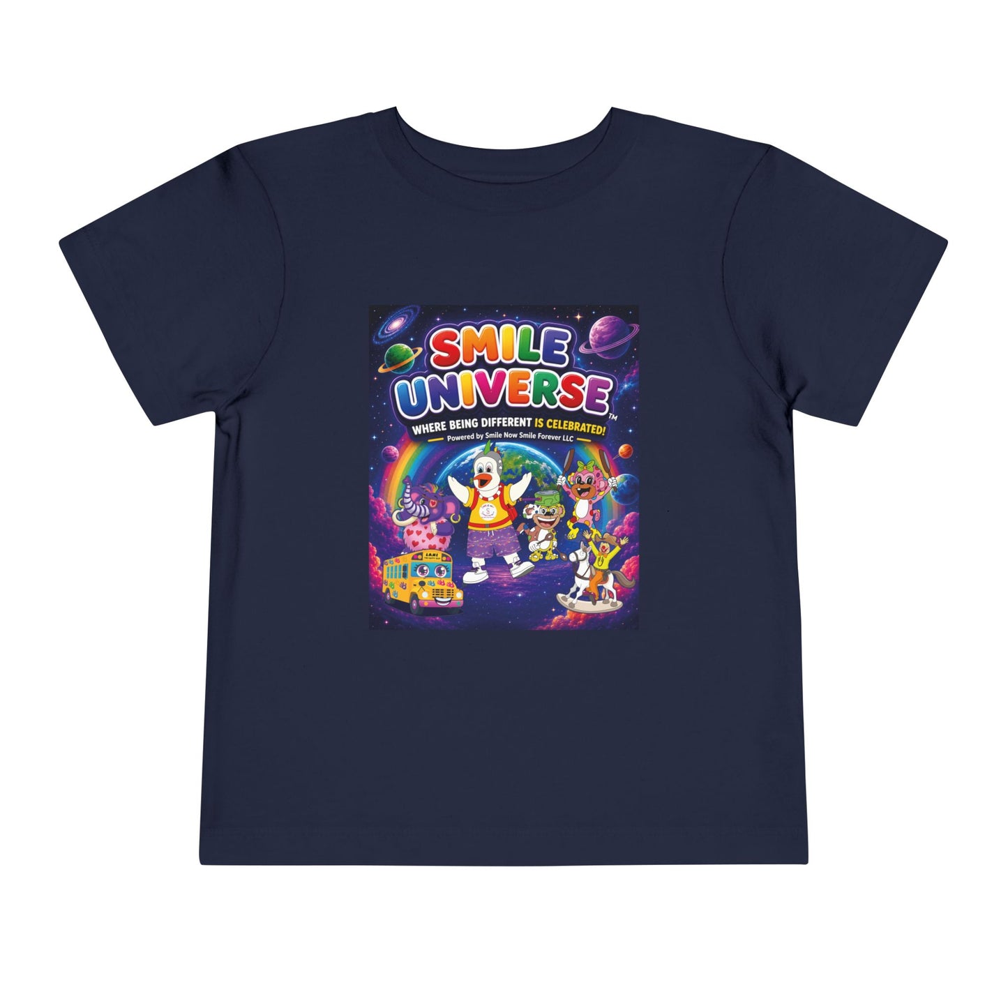 Smile Universe™ Toddler Short Sleeve Tee – "Where Being Different is CELEBRATED!" Graphic