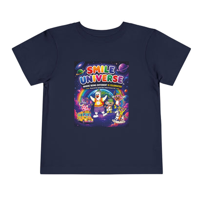 Smile Universe™ Toddler Short Sleeve Tee – "Where Being Different is CELEBRATED!" Graphic