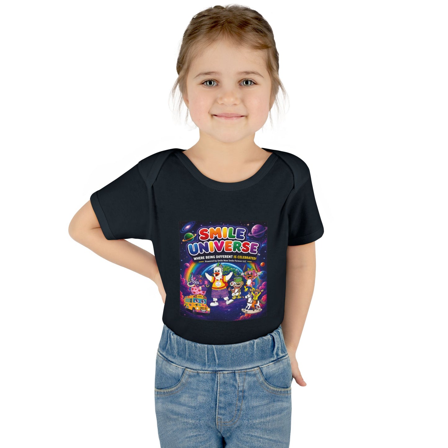 Smile Universe™ Infant Baby Rib Bodysuit – "Where Being Different is CELEBRATED!" Graphic