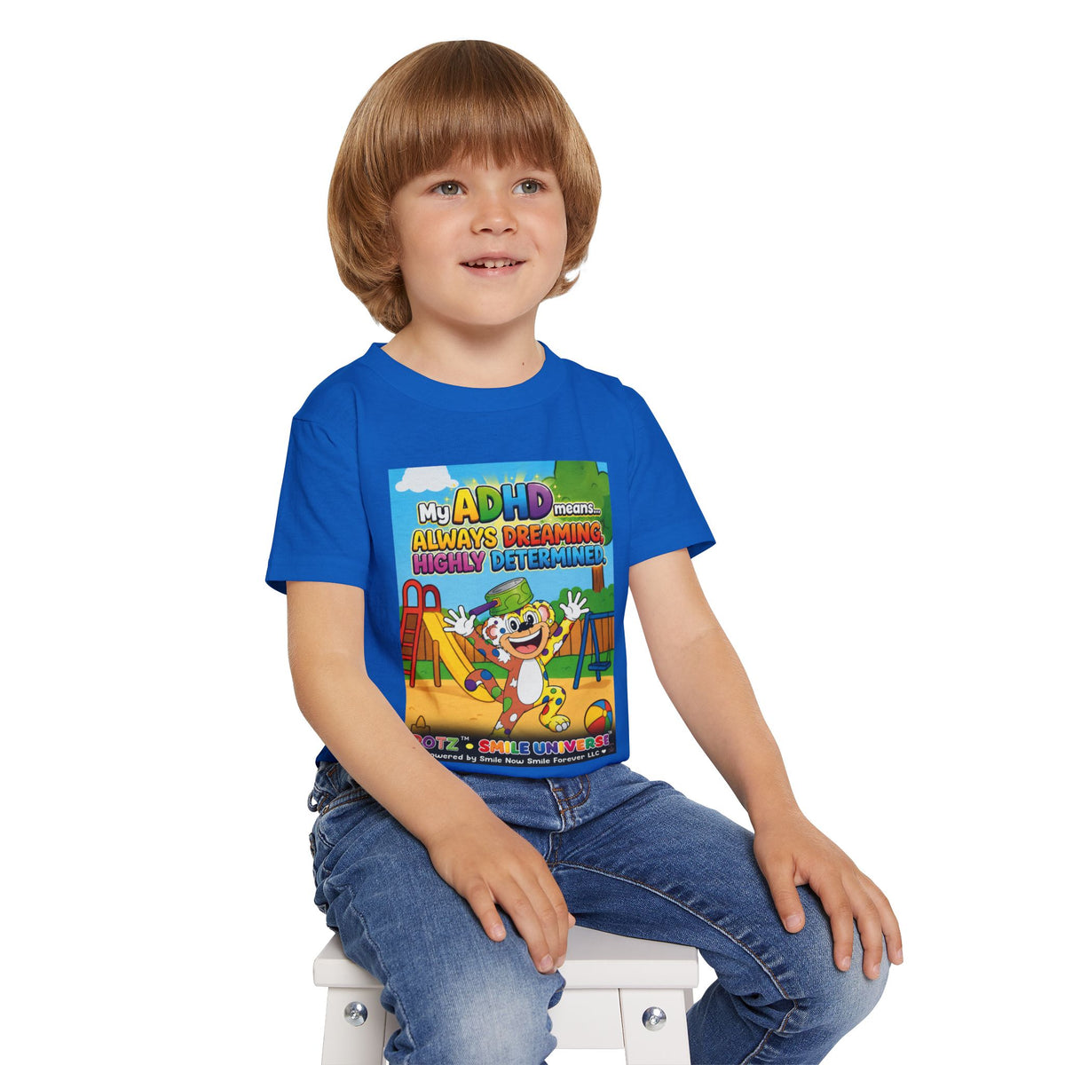 Potz™ Heavy Cotton™ Toddler T-Shirt – "My ADHD Means Always Dreaming, Highly Determined" Graphic Tee | Smile Universe Collection