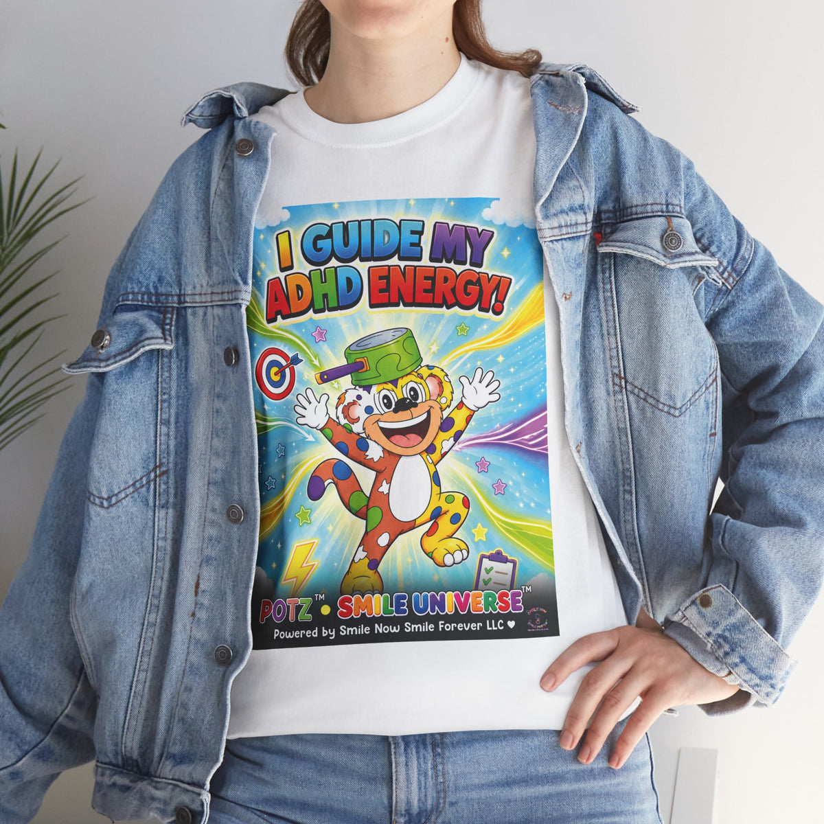 Potz™ Unisex Heavy Cotton™ Tee – "I Guide My ADHD Energy!" Graphic Tee | Smile Universe Collection
