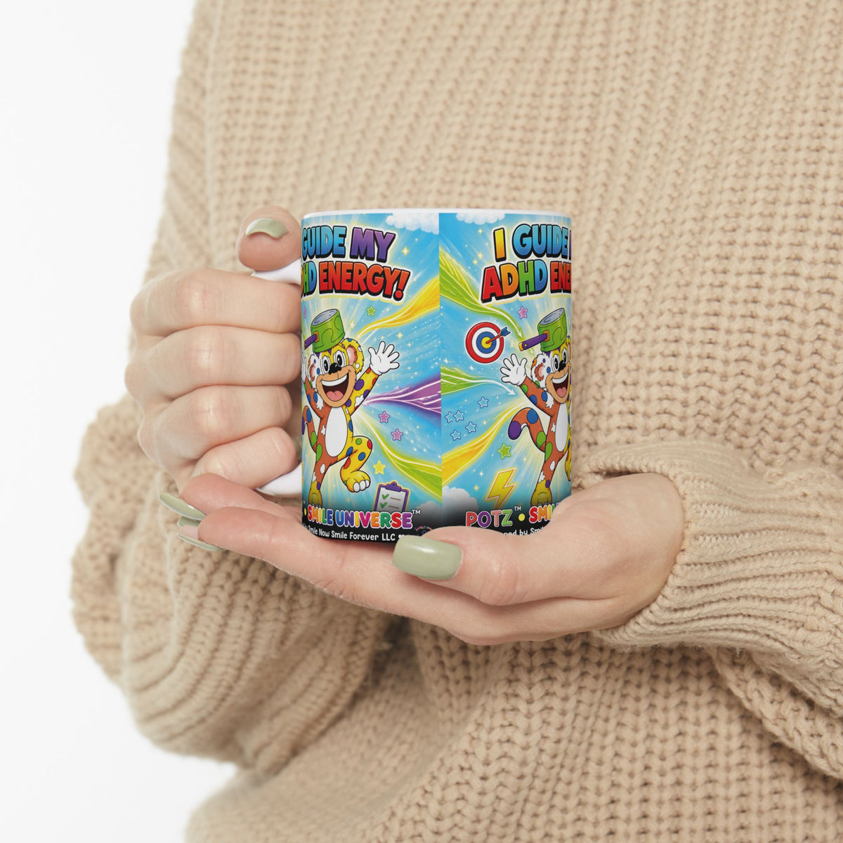 Potz™ Ceramic Mug – "I Guide My ADHD Energy!" Graphic Coffee Mug | Smile Universe Collection
